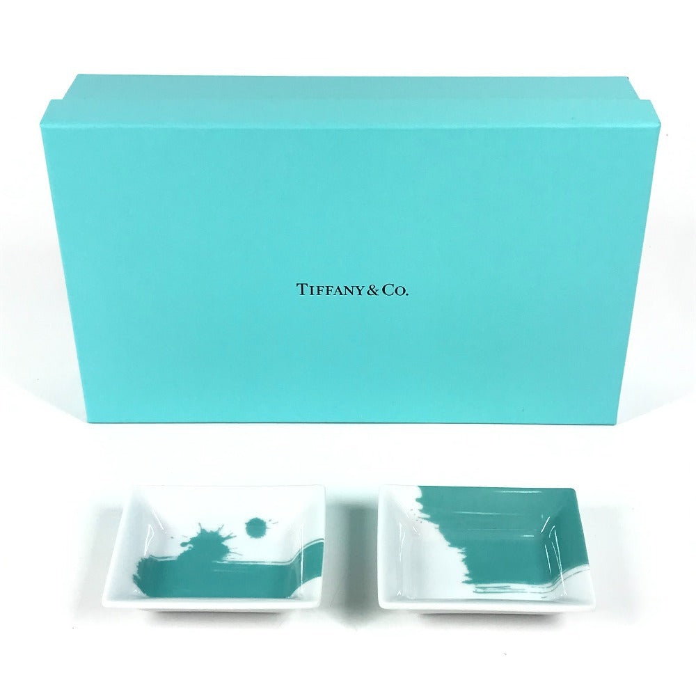 TIFFANY&Co. ヴィドポシェ 灰皿 カラーブロック ミニ アッシュトレイ 2つセット ペア 灰皿 陶器 ユニセックス ブルー