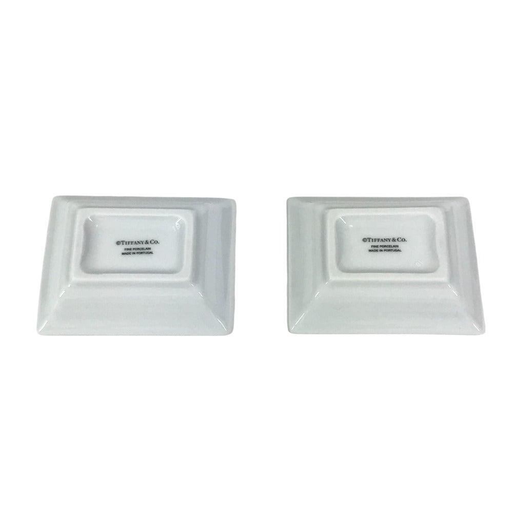 TIFFANY&Co. ヴィドポシェ 灰皿 カラーブロック ミニ アッシュトレイ 2つセット ペア 灰皿 陶器 ユニセックス ブルー