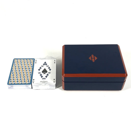 HERMES H401148M インテリア ボックス BOX カードゲーム ファセットポーカーＨティサージュ トランプ ゲーム ポーカー 雑貨 ラッカー ユニセックス ブルー・グラン・フォン ブルー