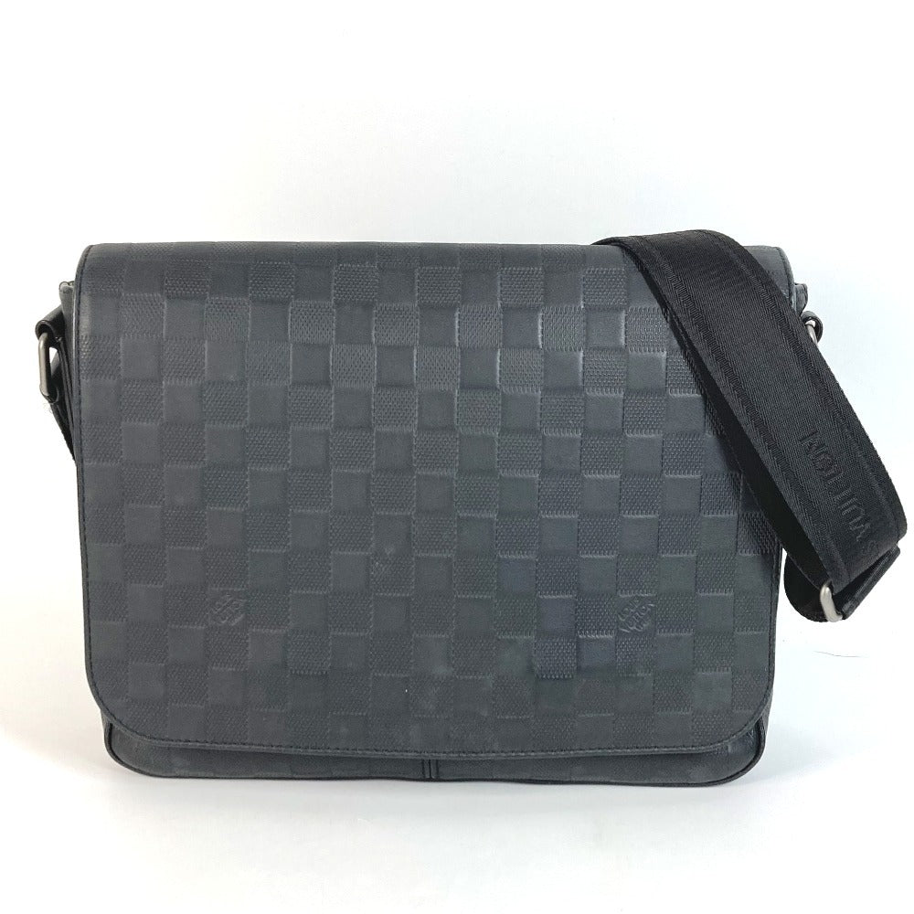 LOUIS VUITTON N41286 Damier Infini District PM Messenger Bag with Flap, Crossbody Shoulder Bag, Unisex, Damier Infini Leather, Onyx, Black