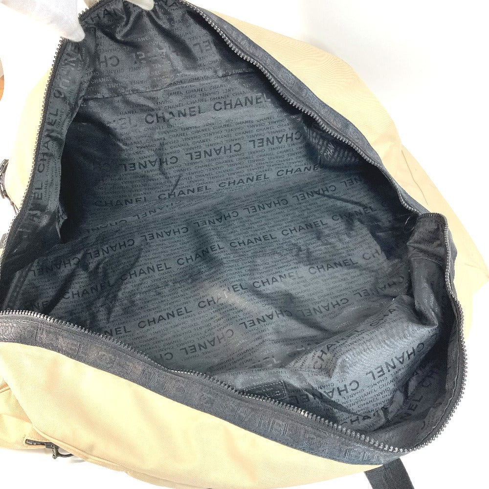 CHANEL CC ココマーク ロゴ バイカラー ショルダーバッグ 肩掛け 旅行バッグ トラベルバッグ ボストンバッグ ナイロンキャンバス ユニセックス ベージュ