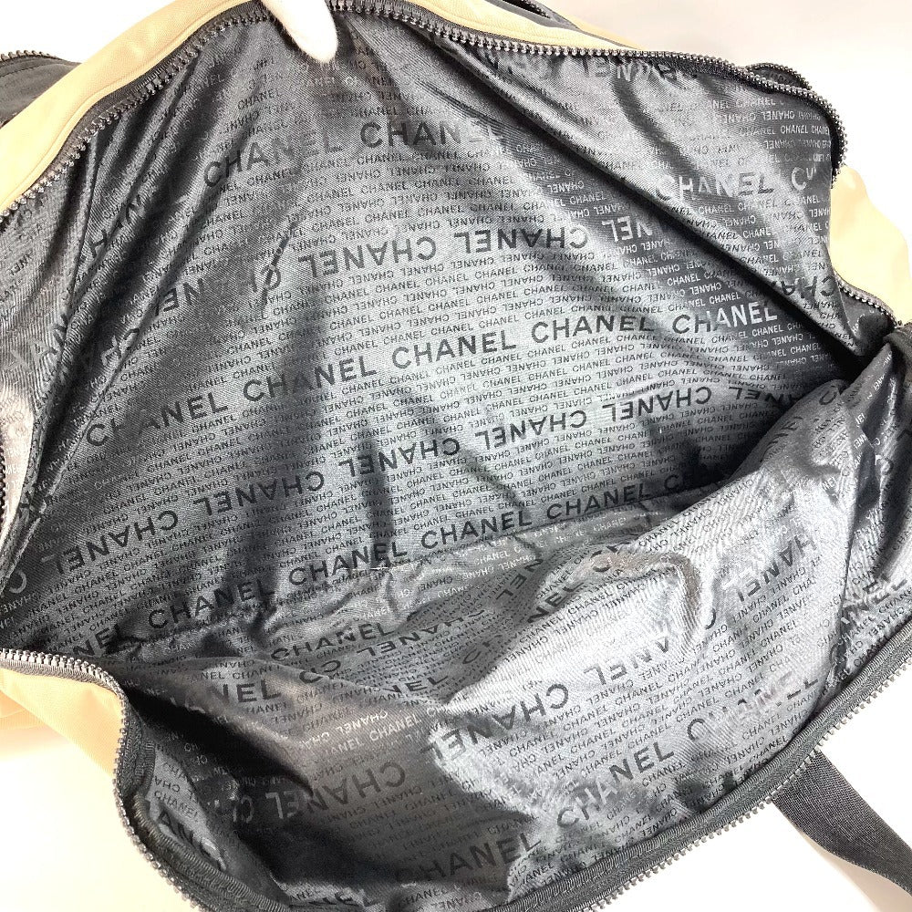 CHANEL CC ココマーク ロゴ バイカラー ショルダーバッグ 肩掛け 旅行バッグ トラベルバッグ ボストンバッグ ナイロンキャンバス ユニセックス ベージュ