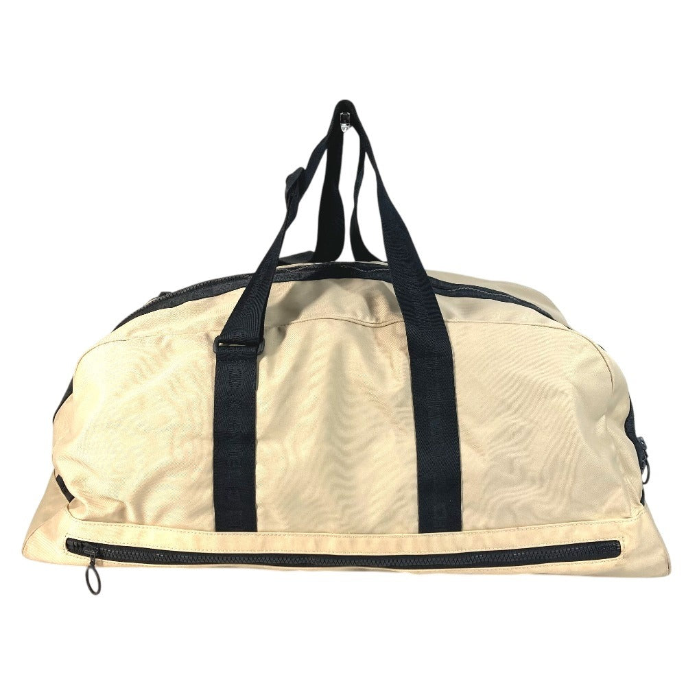 CHANEL CC ココマーク ロゴ バイカラー ショルダーバッグ 肩掛け 旅行バッグ トラベルバッグ ボストンバッグ ナイロンキャンバス ユニセックス ベージュ