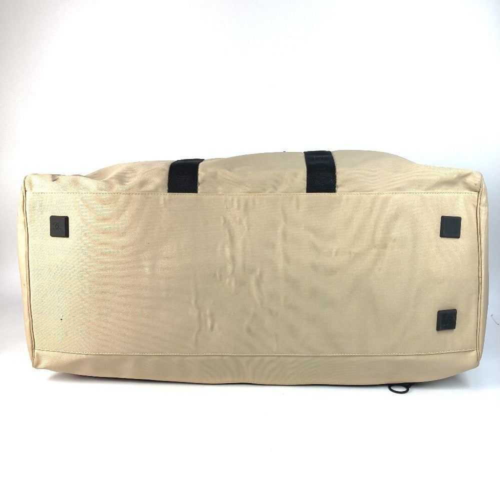 CHANEL CC ココマーク ロゴ バイカラー ショルダーバッグ 肩掛け 旅行バッグ トラベルバッグ ボストンバッグ ナイロンキャンバス ユニセックス ベージュ