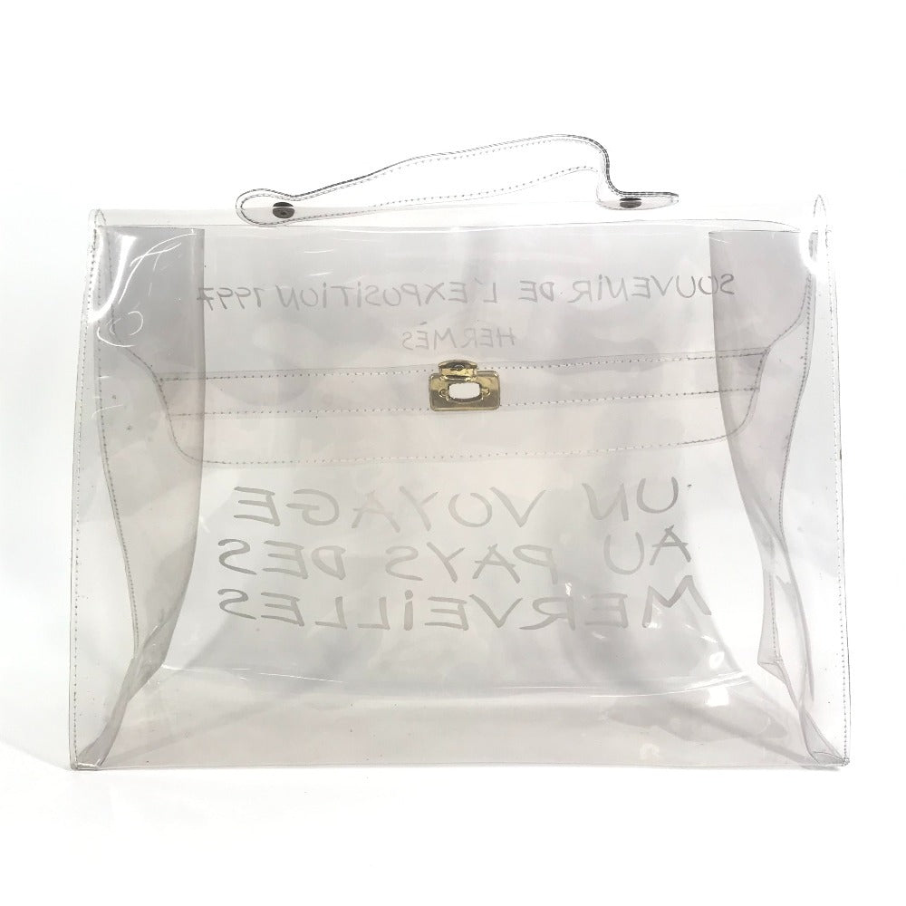 HERMES ビニールケリー ロゴ ビニール ケリー カバン トートバッグ ハンドバッグ ビニール レディース クリア