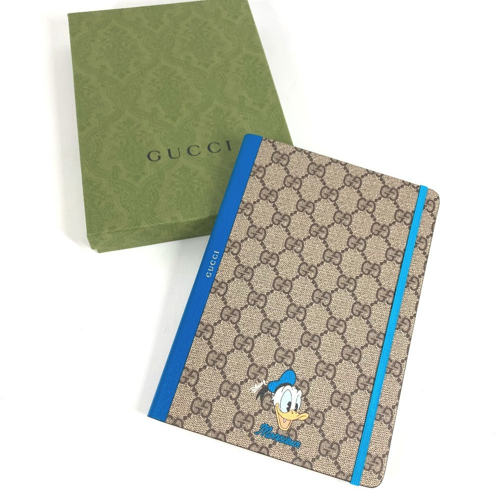 GUCCI 不明 ディズニー DISNEY コラボ ドナルドダック ノート メモ帳 GGスプリーム ステーショナリー ノートブック GGスプリームキャンバス ユニセックス ブルー