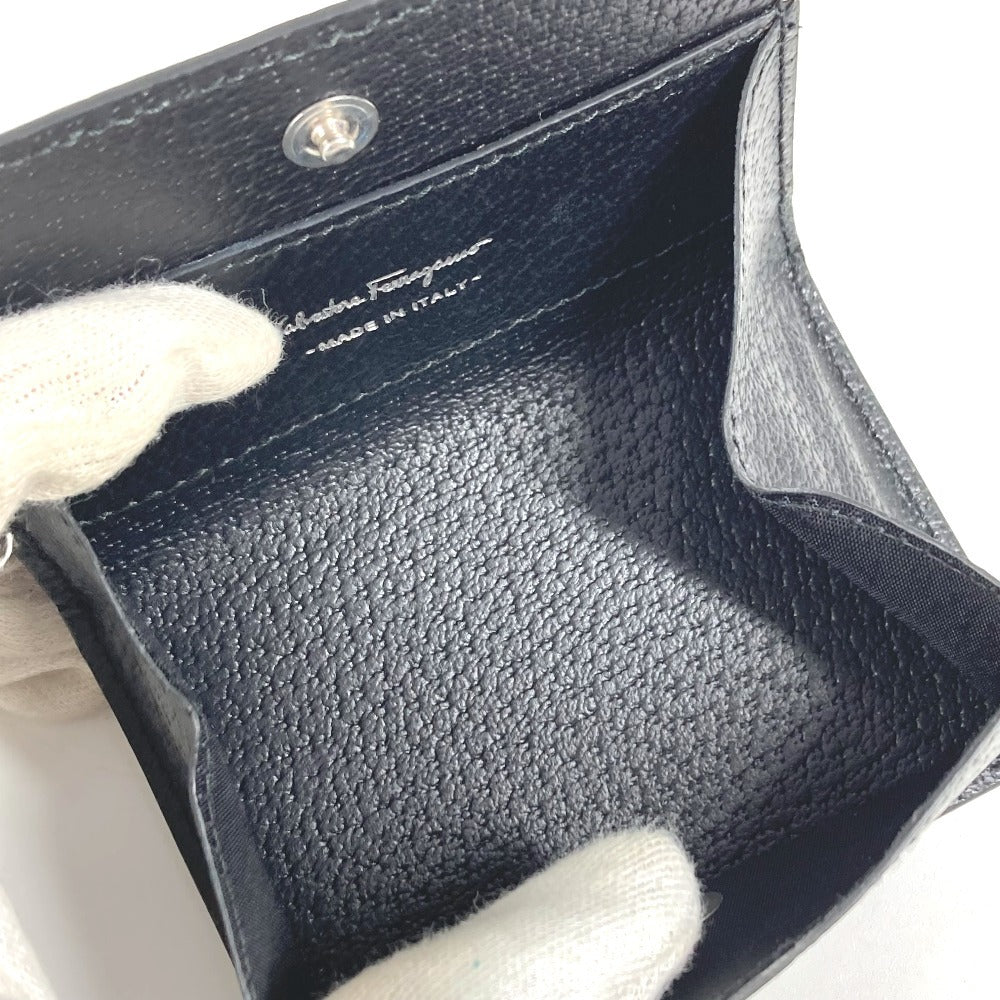 Salvatore Ferragamo ロゴ ガンチーニ 財布 小銭入れ コインケース レザー ユニセックス ブラック