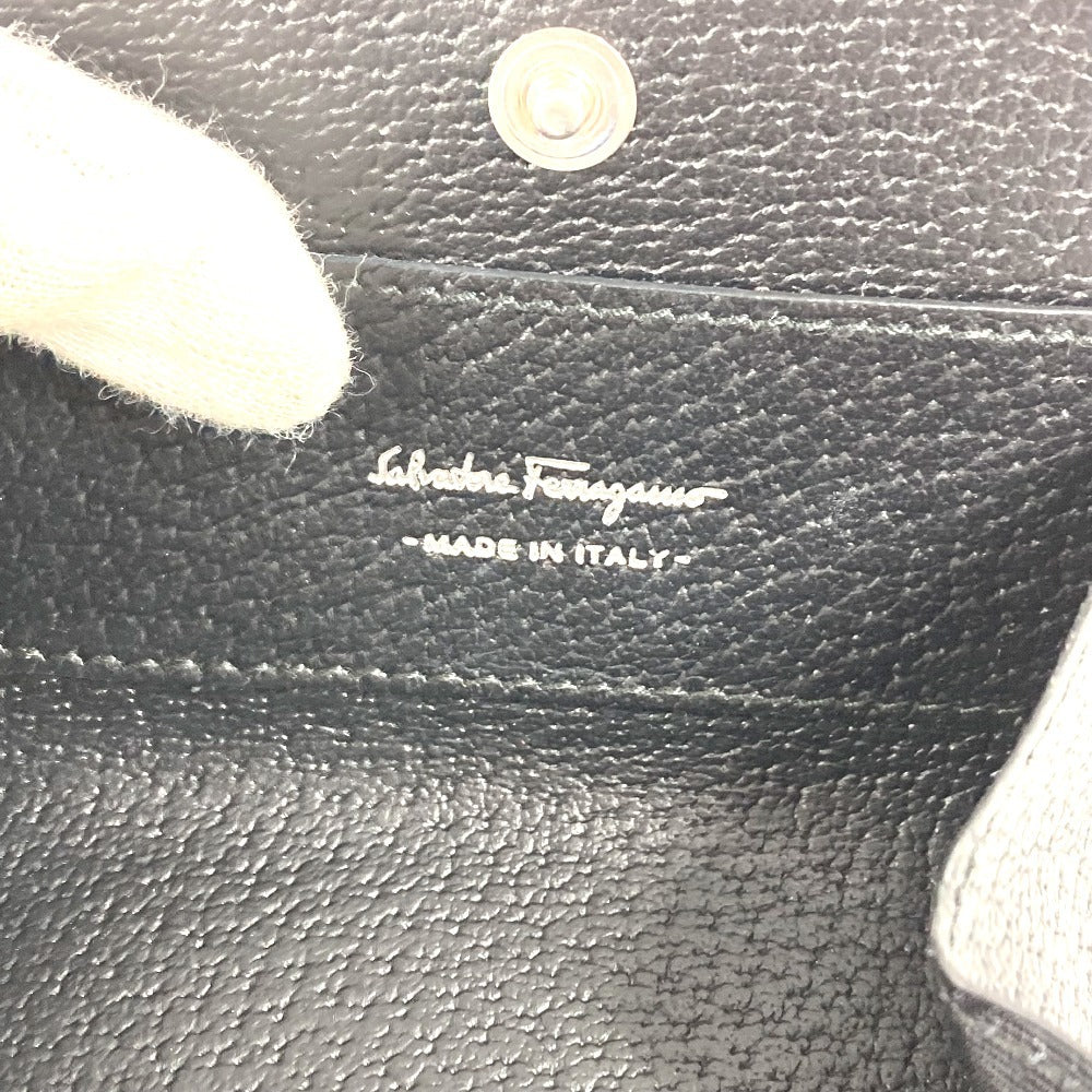 Salvatore Ferragamo ロゴ ガンチーニ 財布 小銭入れ コインケース レザー ユニセックス ブラック