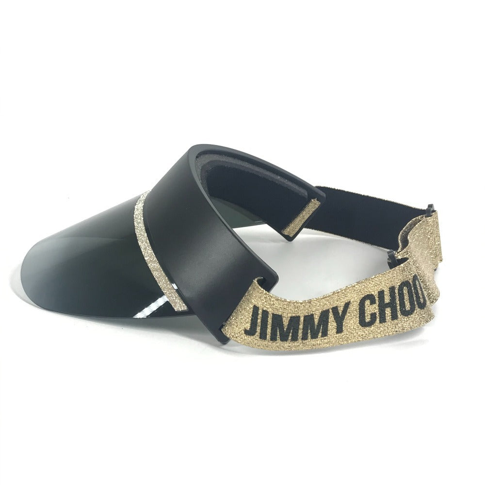 JIMMY CHOO ロゴ ラメ 帽子 バイザー サンバイザー プラスチック レディース ゴールド
