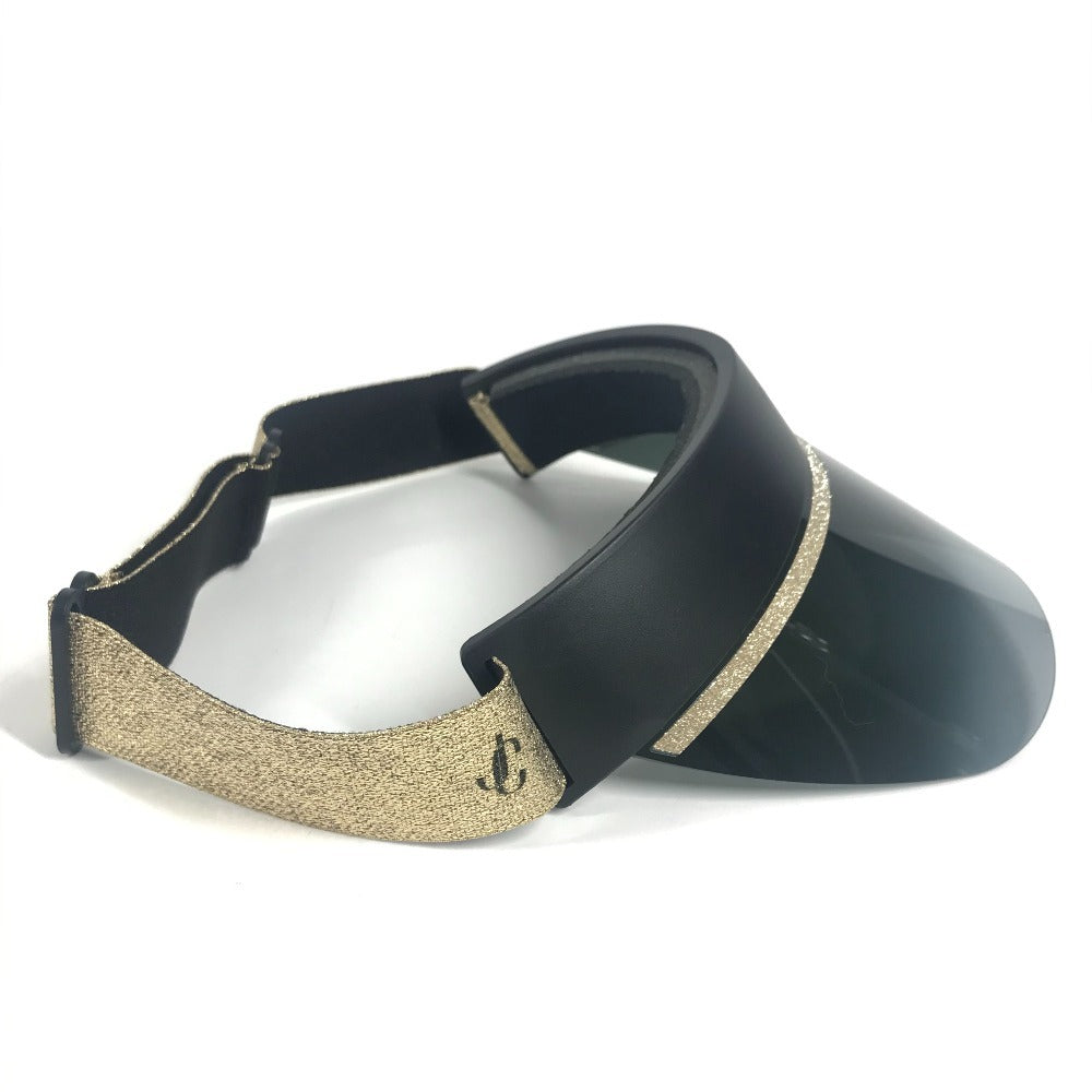 JIMMY CHOO ロゴ ラメ 帽子 バイザー サンバイザー プラスチック レディース ゴールド