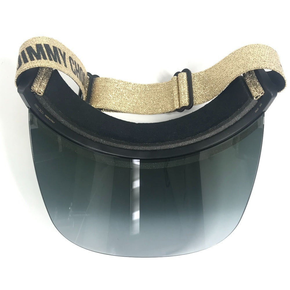 JIMMY CHOO ロゴ ラメ 帽子 バイザー サンバイザー プラスチック レディース ゴールド