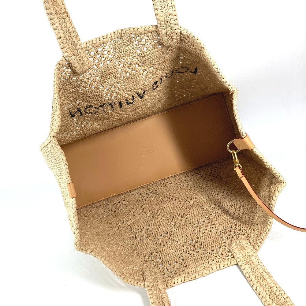 LOUIS VUITTON M25008 Damiera Summer Shopper Tote with Pouch, MM, Handbag, Shoulder Bag, Raffia, Unisex, Natural Beige