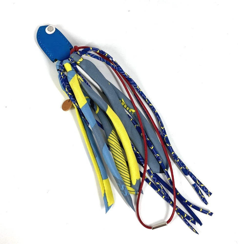 HERMES Petit H Fishloo Keychain/Bag Charm, Silk, Unisex, Blue