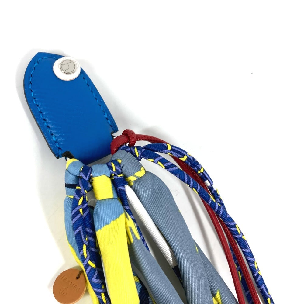 HERMES Petit H Fishloo Keychain/Bag Charm, Silk, Unisex, Blue