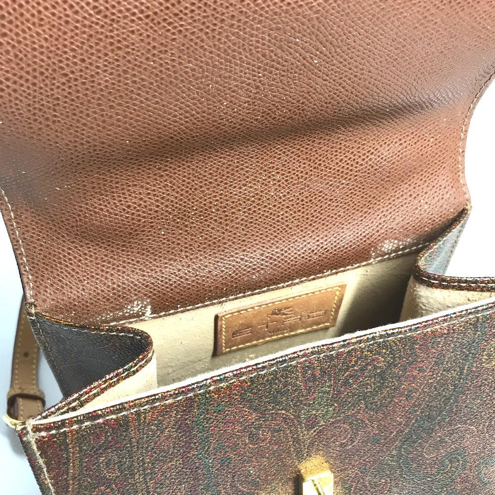 ETRO โลโก้ ลายเพสลีย์ กระเป๋าสะพายข้าง พาดลำตัว กระเป๋า flap สะพายไหล่ หนัง สำหรับผู้หญิง สีน้ำตาล