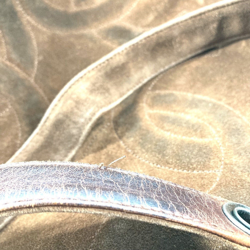 CHANEL ヴィンテージ CC ココマーク トリプルココ ココボール フリンジ タッセル カバン 肩掛け Wチェーン トートバッグ ショルダーバッグ スエード ユニセックス ブラウン