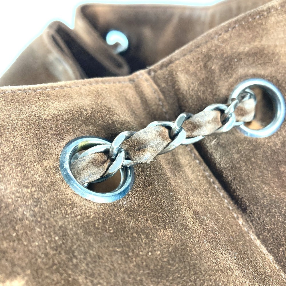 CHANEL ヴィンテージ CC ココマーク トリプルココ ココボール フリンジ タッセル カバン 肩掛け Wチェーン トートバッグ ショルダーバッグ スエード ユニセックス ブラウン