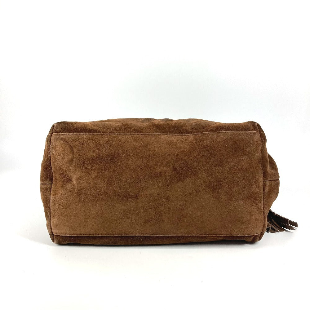 CHANEL ヴィンテージ CC ココマーク トリプルココ ココボール フリンジ タッセル カバン 肩掛け Wチェーン トートバッグ ショルダーバッグ スエード ユニセックス ブラウン