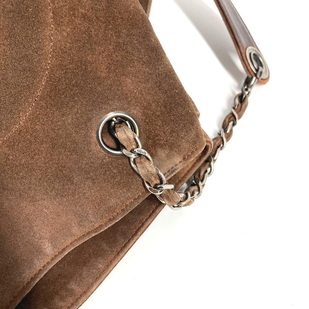 CHANEL ヴィンテージ CC ココマーク トリプルココ ココボール フリンジ タッセル カバン 肩掛け Wチェーン トートバッグ ショルダーバッグ スエード ユニセックス ブラウン