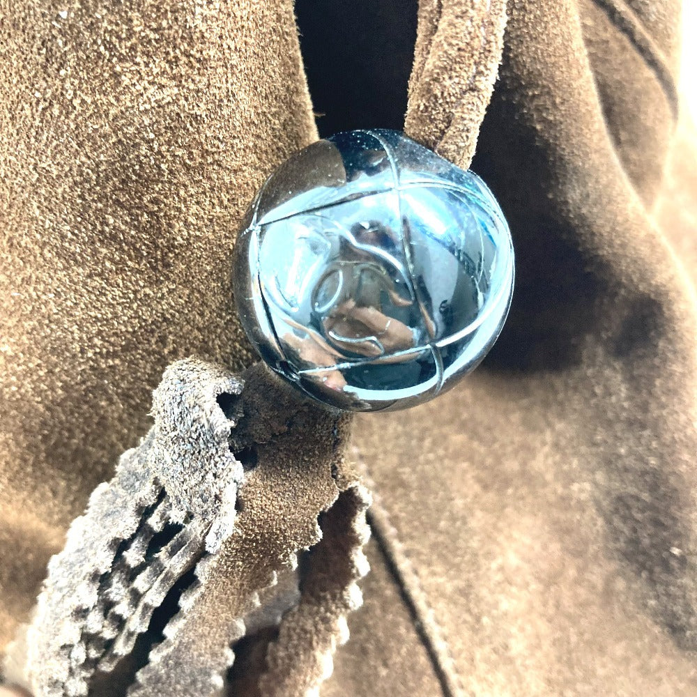 CHANEL ヴィンテージ CC ココマーク トリプルココ ココボール フリンジ タッセル カバン 肩掛け Wチェーン トートバッグ ショルダーバッグ スエード ユニセックス ブラウン