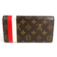 LOUIS VUITTON M60034 Monogram Groom Portefeuille Sarah Long Wallet with Flap, Monogram Canvas, Unisex, Brown
