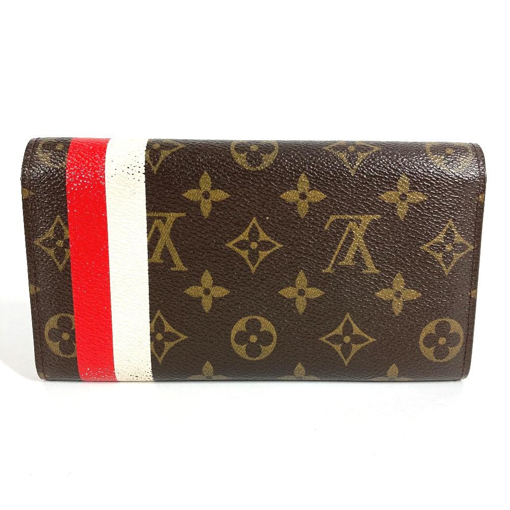 LOUIS VUITTON M60034 Monogram Groom Portefeuille Sarah Long Wallet with Flap, Monogram Canvas, Unisex, Brown