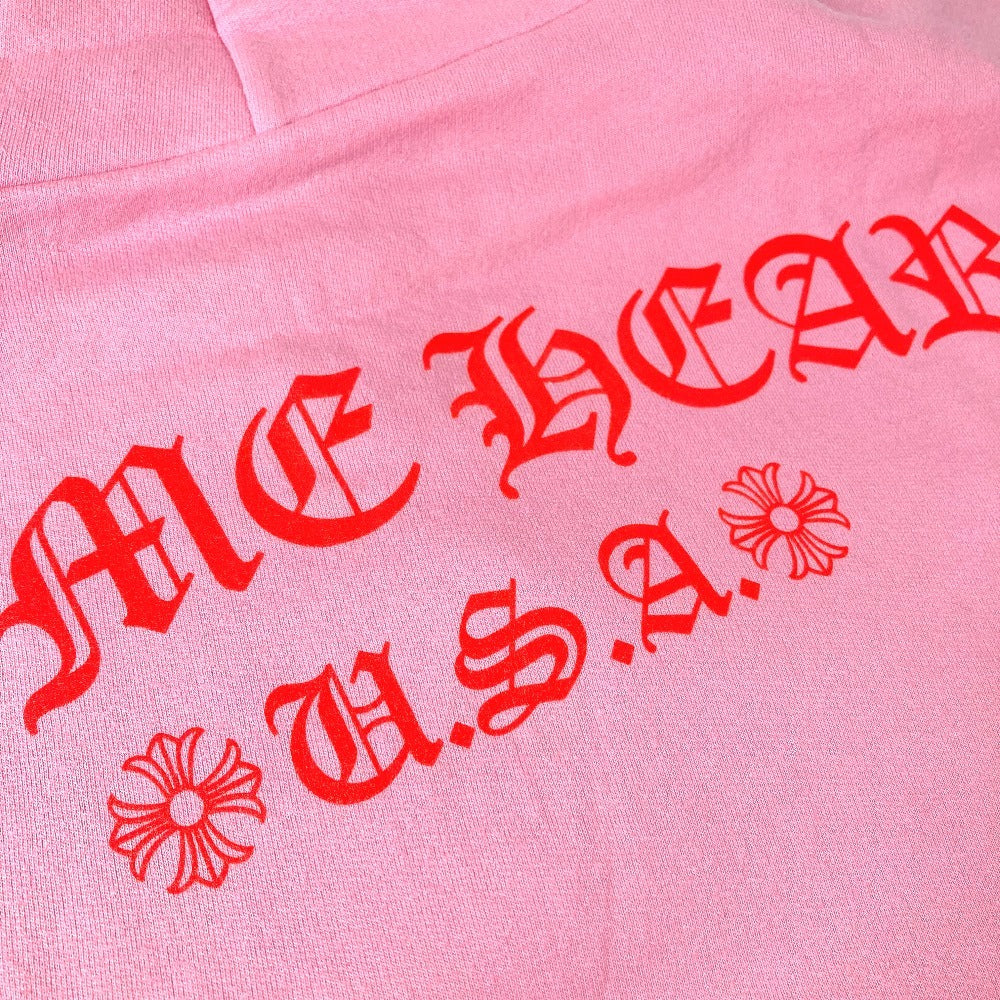 CHROME HEARTS トレーナー スウェット 長袖 USA ロゴ アパレル フーディー フード パーカー コットン メンズ ピンク