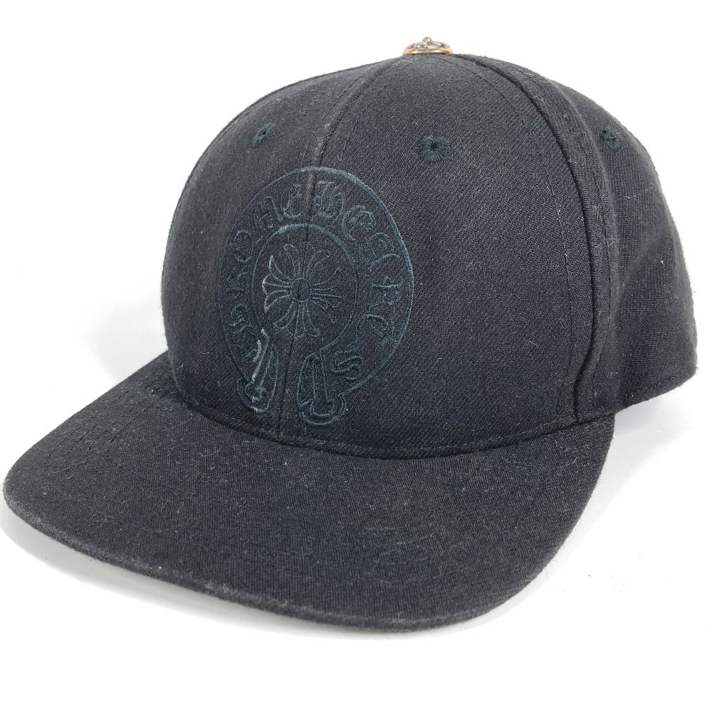 CHROME HEARTS ホースシュー ロゴ 帽子 キャップ帽 ベースボール キャップ ウール ユニセックス ブラック