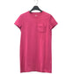 HERMES Embroidered Mosaic H Logo Pocket Apparel T-Shirt Dress, Round Neck, Cotton, Women's, Pink