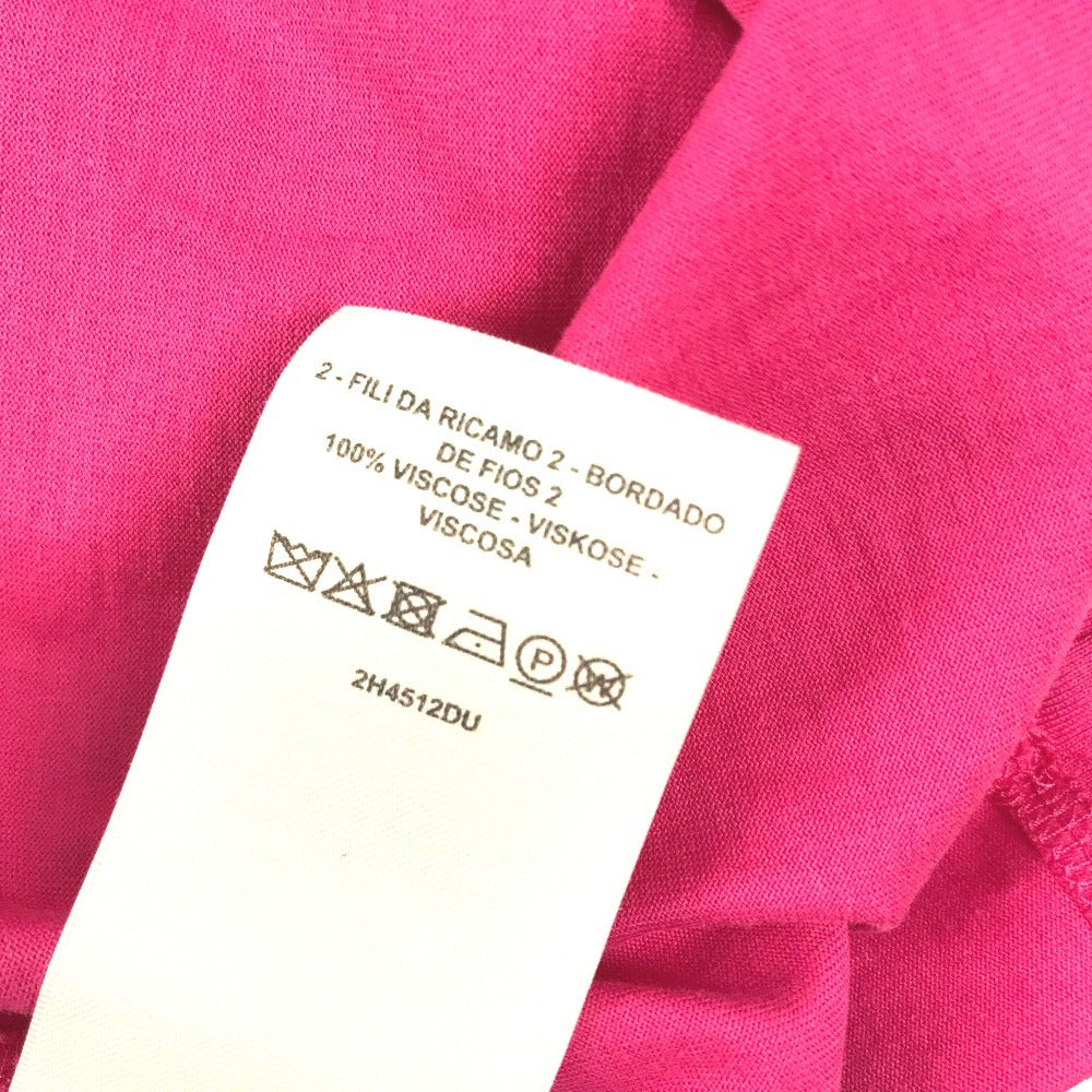 HERMES Embroidered Mosaic H Logo Pocket Apparel T-Shirt Dress, Round Neck, Cotton, Women's, Pink