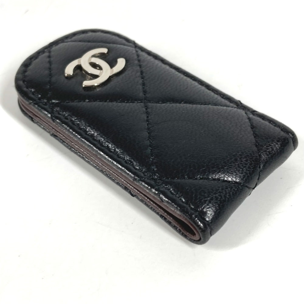 CHANEL マトラッセ キルティング CC ココマーク ロゴ 財布 札ばさみ マネークリップ ラムスキン ユニセックス ブラック