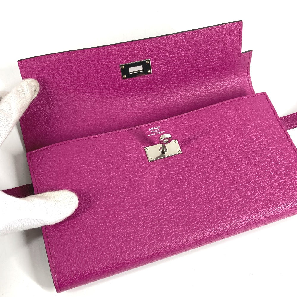 HERMES ケリーウォレット ケリー ウォレット ロングウォレット フラップ 長財布 シェーブル ユニセックス ローズパープル パープル