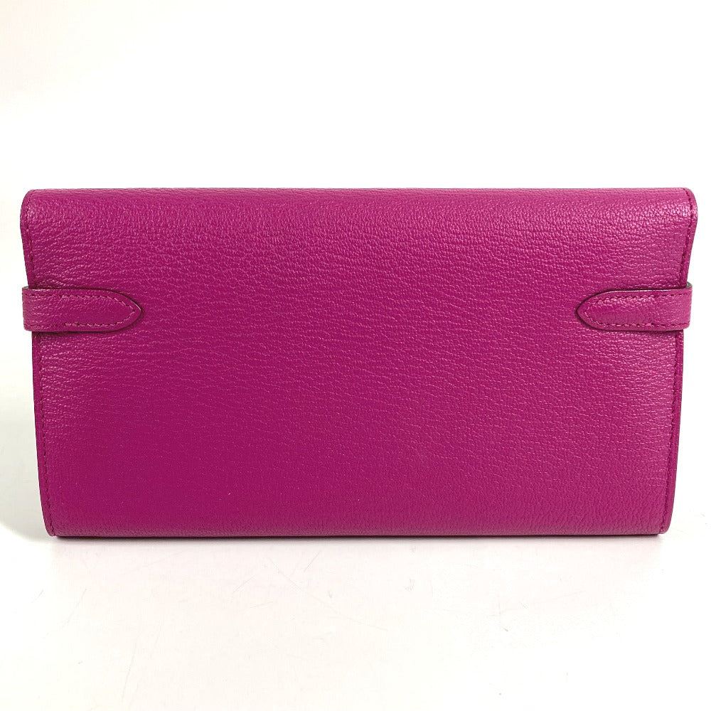 HERMES ケリーウォレット ケリー ウォレット ロングウォレット フラップ 長財布 シェーブル ユニセックス ローズパープル パープル