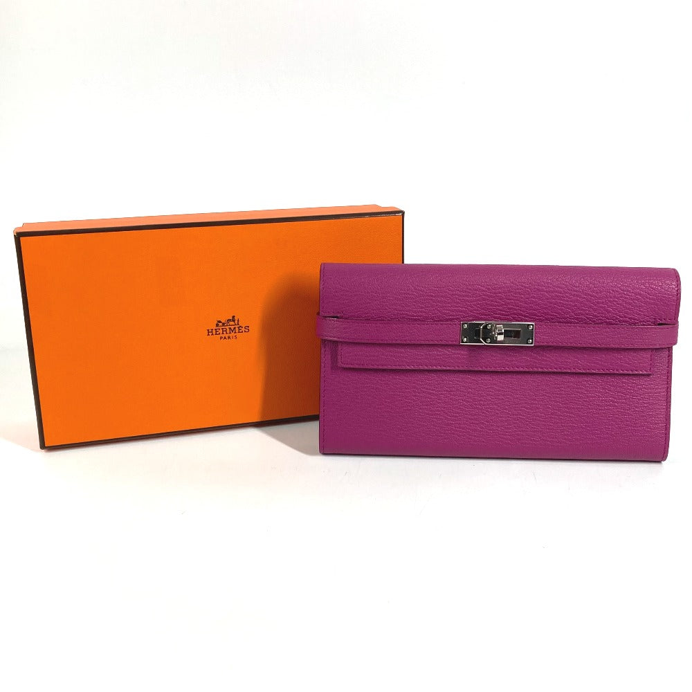 HERMES ケリーウォレット ケリー ウォレット ロングウォレット フラップ 長財布 シェーブル ユニセックス ローズパープル パープル