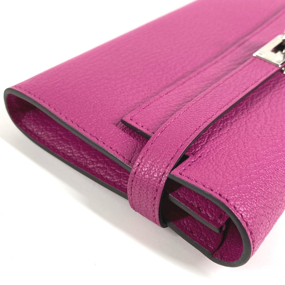 HERMES ケリーウォレット ケリー ウォレット ロングウォレット フラップ 長財布 シェーブル ユニセックス ローズパープル パープル