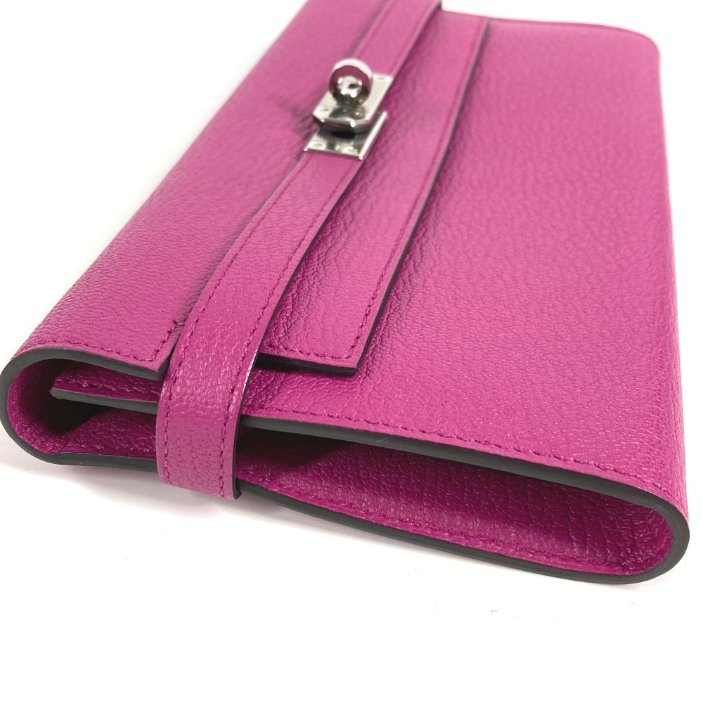 HERMES ケリーウォレット ケリー ウォレット ロングウォレット フラップ 長財布 シェーブル ユニセックス ローズパープル パープル