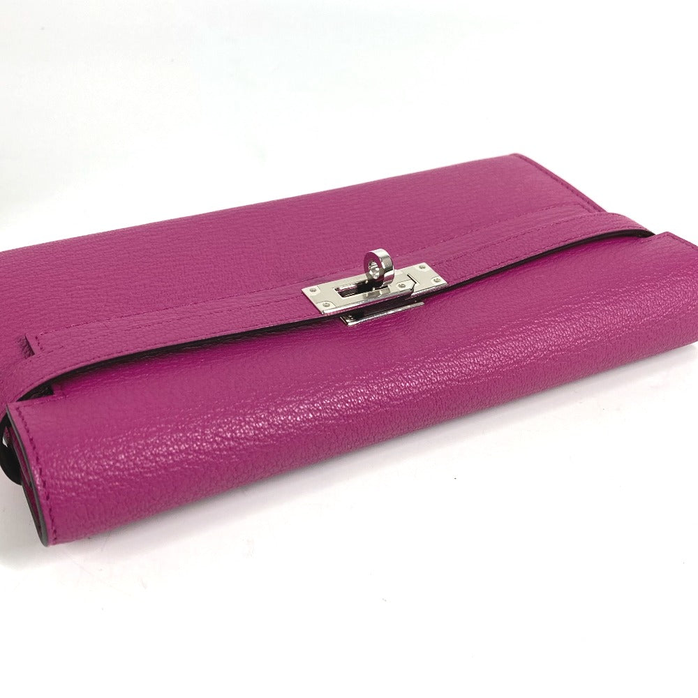 HERMES ケリーウォレット ケリー ウォレット ロングウォレット フラップ 長財布 シェーブル ユニセックス ローズパープル パープル