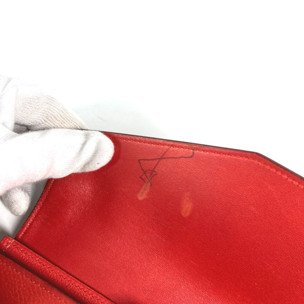 HERMES パッサンロング パッサン ロング ロングウォレット コインケース付き 小銭入れ 長財布 レザー レディース レッド