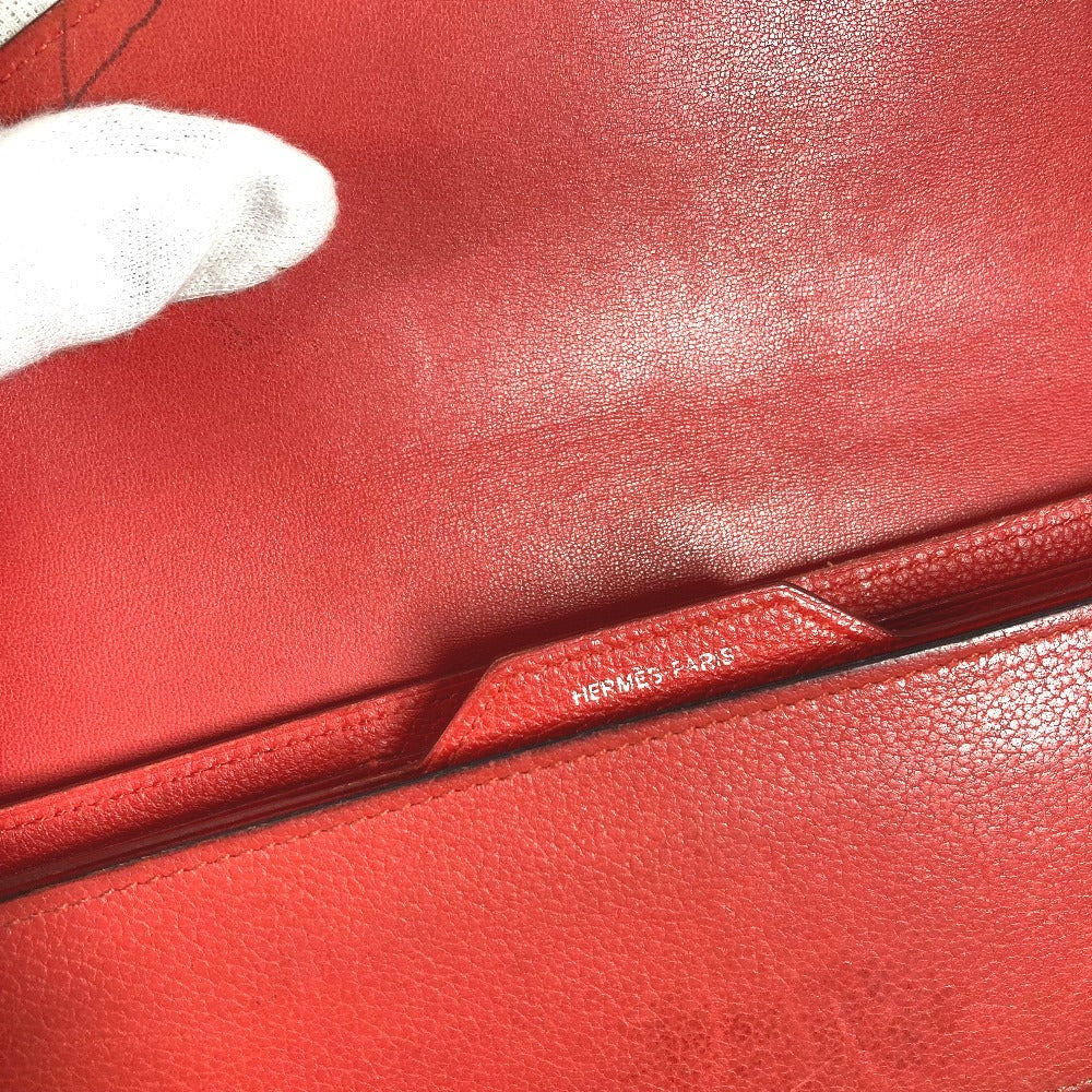 HERMES パッサンロング パッサン ロング ロングウォレット コインケース付き 小銭入れ 長財布 レザー レディース レッド