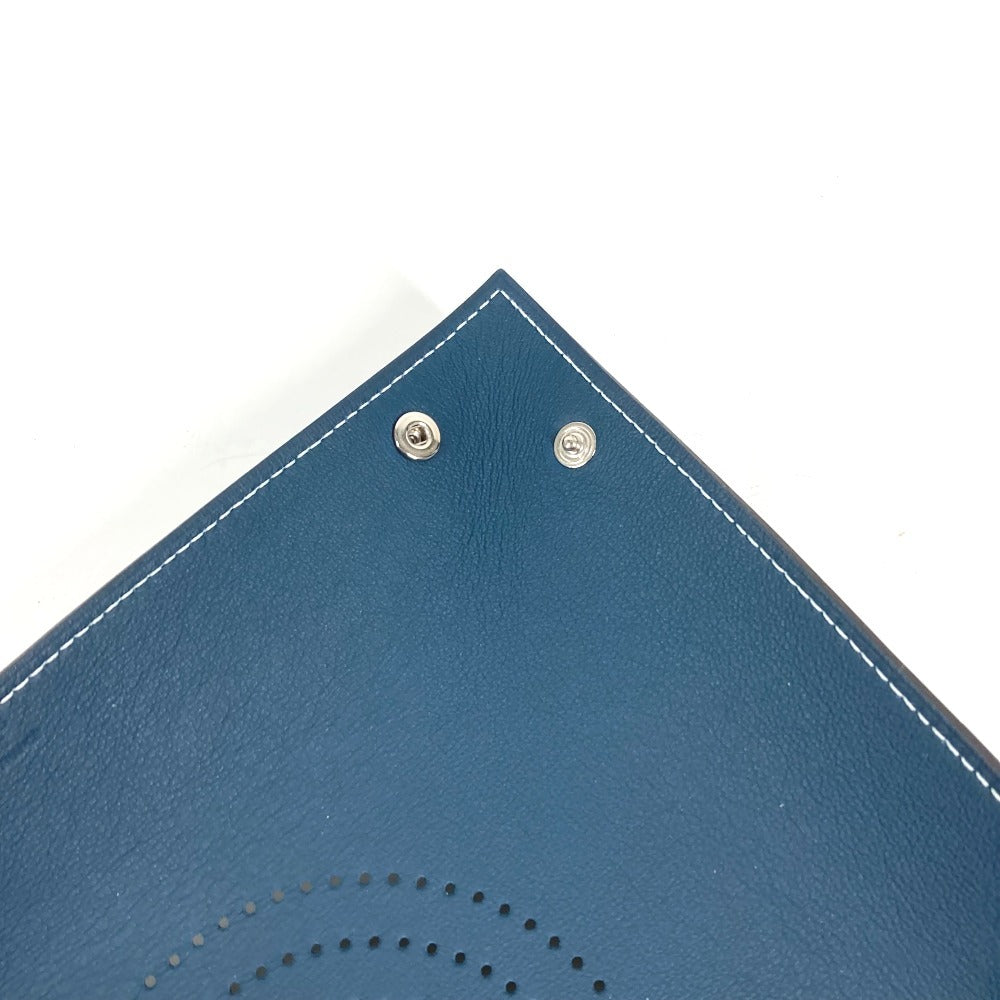 HERMES パンチングロゴ ミーズ・エ・ルランス・デスク インザループ アクセサリートレイ トレー 雑貨 小物入れ レザー ユニセックス ネイビー