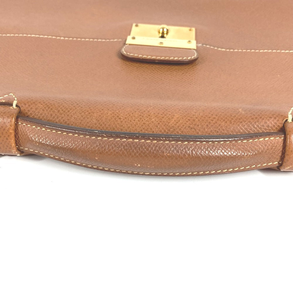 HERMES ヴィンテージ ロゴ カバン 書類バッグ ハンドバッグ ブリーフケース ビジネスバッグ レザー ユニセックス ゴールド ブラウン
