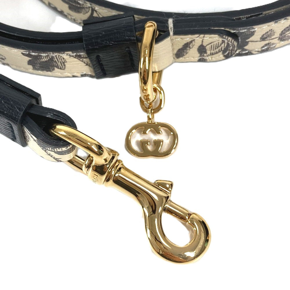 GUCCI 692955 ハーバリウム エクストラ スモール ペット リード ペット 犬 ドッグ DOG リード レザー ユニセックス ブラック