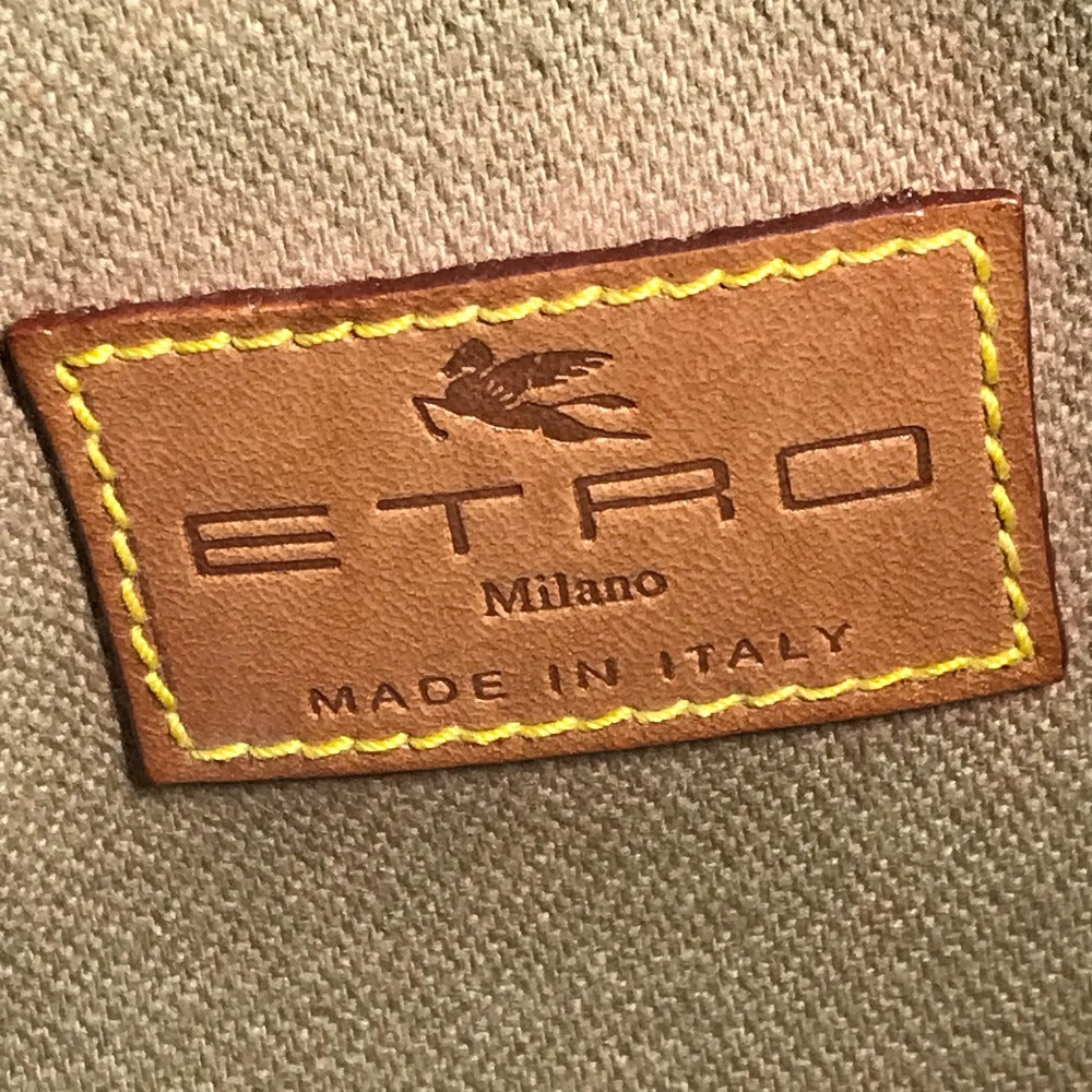 ETRO ペイズリー柄 総柄 ミニボストンバッグ カバン トートバッグ 筒形バッグ ハンドバッグ レザー/キャンバス レディース ワインレッド系