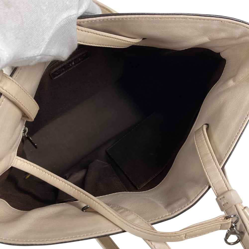 CHANEL Bicolor CC Coco Mark Logo Charm Handbag Tote Bag Shoulder Bag Leather Women's Beige