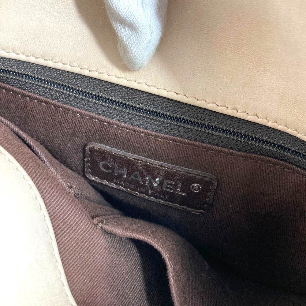 CHANEL Bicolor CC Coco Mark Logo Charm Handbag Tote Bag Shoulder Bag Leather Women's Beige