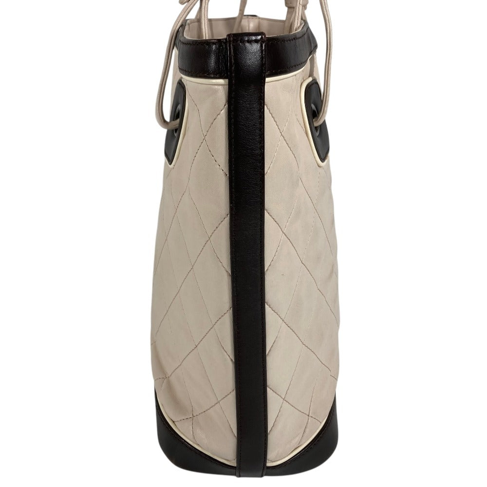 CHANEL Bicolor CC Coco Mark Logo Charm Handbag Tote Bag Shoulder Bag Leather Women's Beige