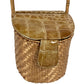 FENDI Vintage Basket Bag Handbag Crocodile Embossed Leather Women's Beige