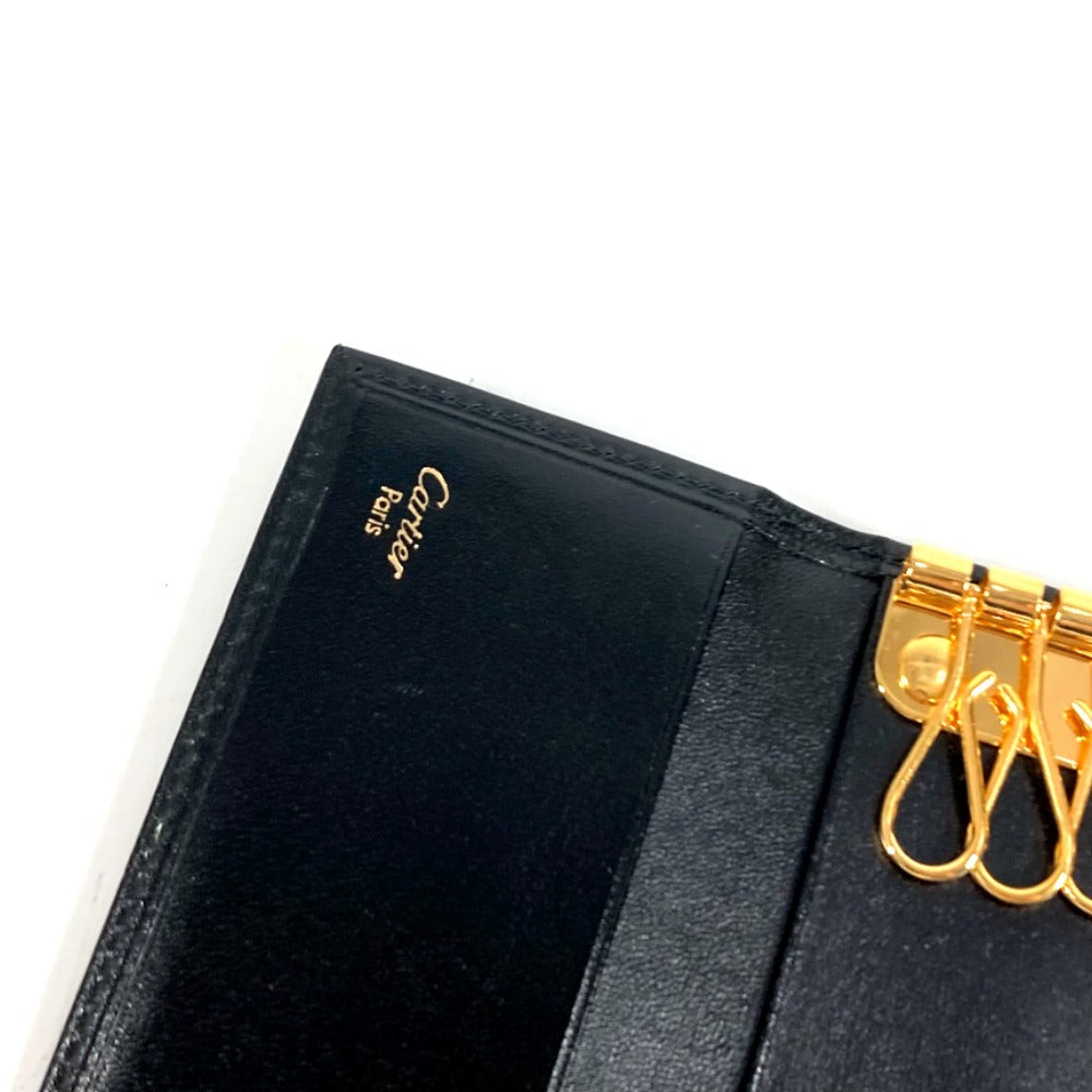 CARTIER Pasha Logo 6-Key Holder 6P Key Case Leather Unisex Black