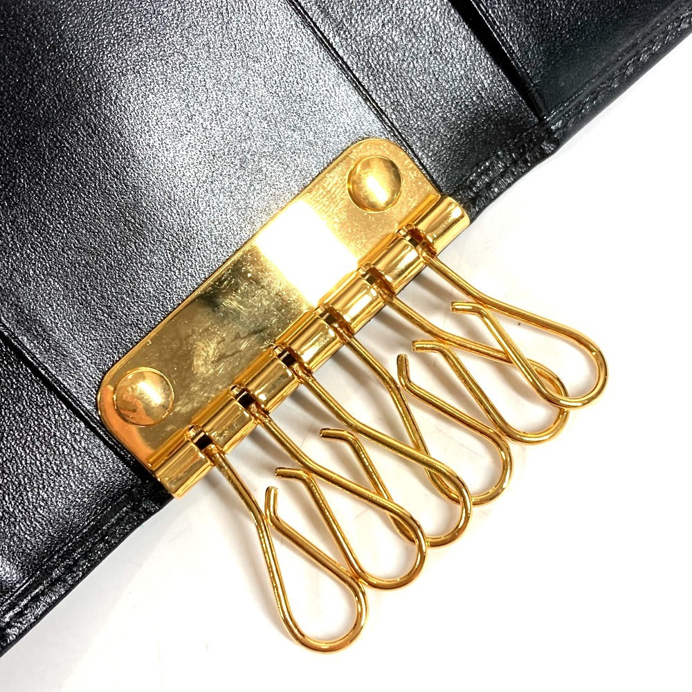 CARTIER Pasha Logo 6-Key Holder 6P Key Case Leather Unisex Black