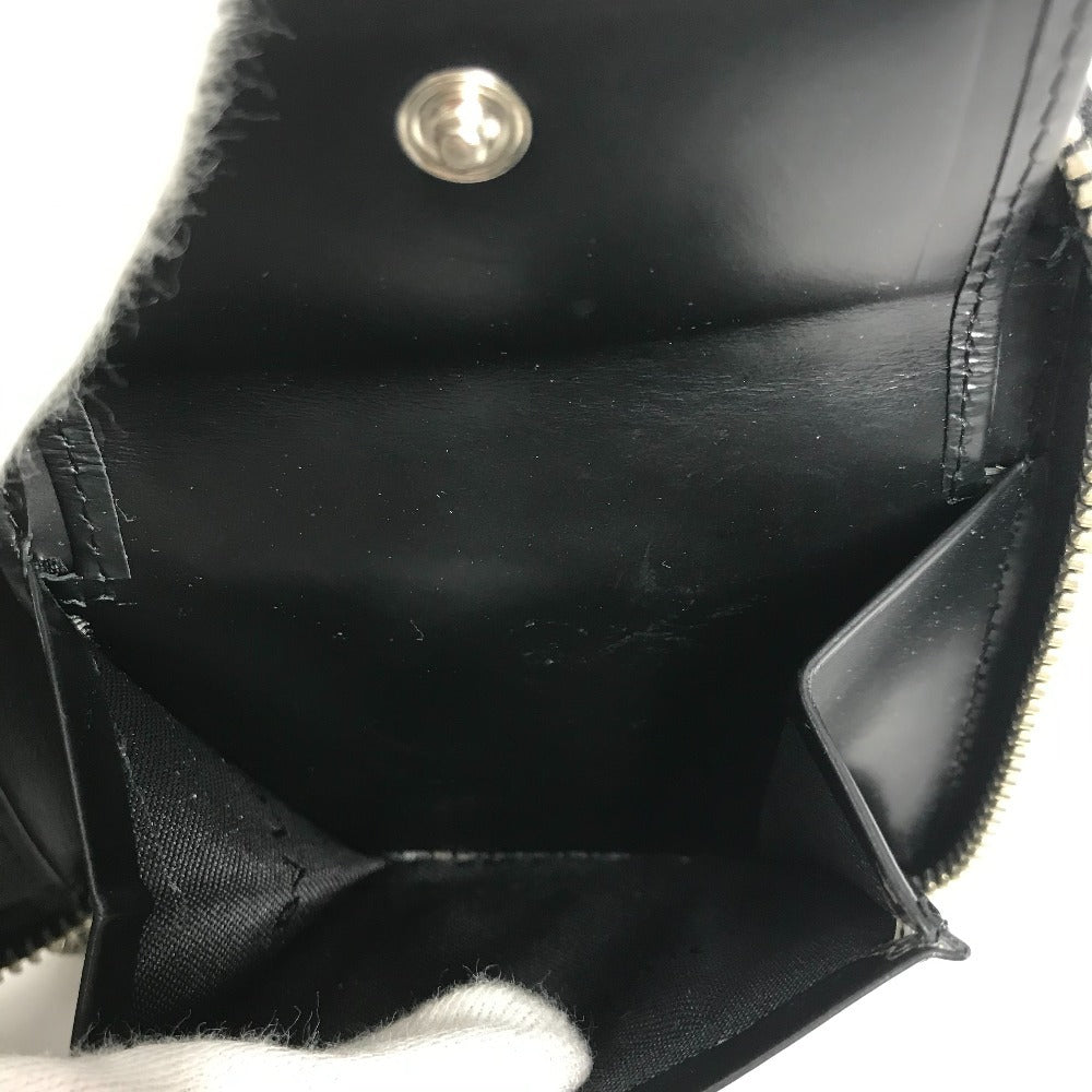 BVLGARI ロゴマニア 総柄 デニム ラウンドファスナー コンパクトウォレット 2つ折り財布 レザー/キャンバス ユニセックス ブルー